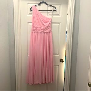 David’s bridal tickled pink one shoulder dress